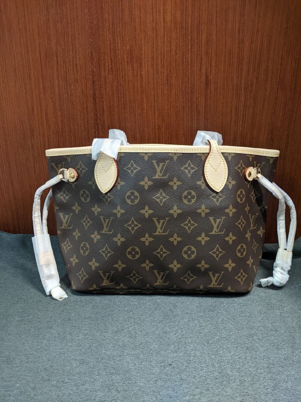 Louis Vuitton Brown Monogram Canvas Tote with Beige Trim